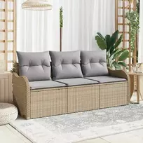 Lauko baldų komplektas Sodo Sofų Rinkinys su saugykla 3 pcs Smėlio Poli ratanas