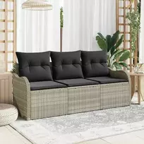 Lauko baldų komplektas Sodo Sofų Rinkinys 3 pcs Šviesiai pilka Poli ratanas