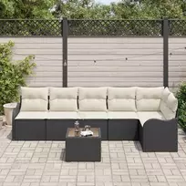 Lauko baldų komplektas Sodo Sofų Rinkinys su pagalve 7 pcs Ruda Poli ratanas
