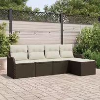 Lauko baldų komplektas Sodo Sofų Rinkinys su pagalve 5 pcs Ruda Poli ratanas