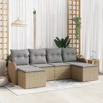 Lauko baldų komplektas Sodo Sofų Rinkinys 6 pcs smėlio ir šviesiai pilkos spalvos