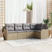 Lauko baldų komplektas Sodo Sofų Rinkinys su saugykla 5 pcs Smėlio poliratanas