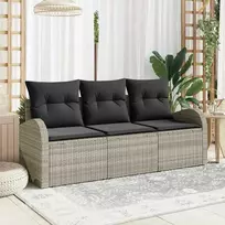 Sodo Sofų Rinkinys 3 pcs Šviesiai pilka Poli ratanas