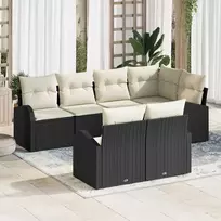 Lauko baldų komplektas Sodo Sofų Rinkinys su pagalve 7 pcs Juoda ir Balta poliratanas