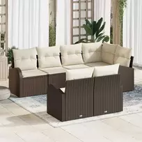 Lauko baldų komplektas Sodo Sofų Rinkinys su pagalve 7 pcs Ruda ir balta poliratanas