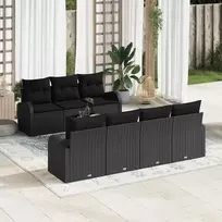 Sodo Sofų Rinkinys 8 pcs Juoda Poli ratanas, plienas ir stiklas
