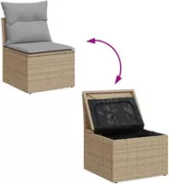 Lauko baldų komplektas Sodo Sofų Rinkinys 7 pcs Bežinė ir šviesiai pilka poliratanas