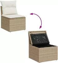 Lauko baldų komplektas Sodo Sofų Rinkinys su pagalve 7 pcs Bežinė ir balta poliratanas