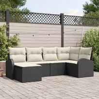 Lauko baldų komplektas Sofos komplektas su pagalve 6 pcs Juoda ir Balta poliratanas