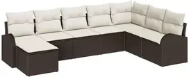 Lauko baldų komplektas Sofos komplektas su pagalve 8 pcs Ruda ir balta poliratanas