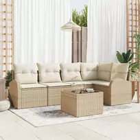Lauko baldų komplektas Sodo Sofų Rinkinys su pagalve 6 pcs Bežinė ir balta poliratanas