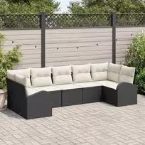 Lauko baldų komplektas Sodo Sofų Rinkinys su pagalve 7 pcs Juoda ir Balta poliratanas