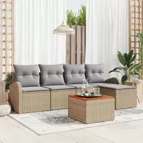 Lauko baldų komplektas Sodo Sofų Rinkinys 6 pcs Bežinė ir šviesiai pilka poliratanas
