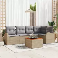 Lauko baldų komplektas Sodo Sofų Rinkinys 6 pcs Bežinė ir šviesiai pilka poliratanas