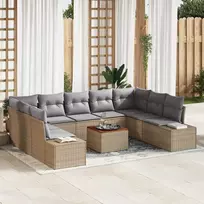 Lauko baldų komplektas Sodo Sofų Rinkinys 10 pcs smėlio ir šviesiai pilkos spalvos