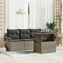 Lauko baldų komplektas Sodo Sofų Rinkinys su pagalve 5 pcs Pilka Poli ratanas