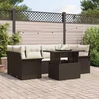 Lauko baldų komplektas Sodo Sofų Rinkinys su pagalve 7 pcs Ruda Poli ratanas