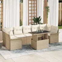 Lauko baldų komplektas Sodo Sofų Rinkinys su pagalve 8 pcs Smėlio Poli ratanas