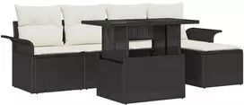 Sodo Sofų Rinkinys su pagalve 8 pcs Juoda Poli ratanas
