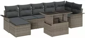 Sodo Sofų Rinkinys su pagalve 8 pcs Pilka Poli ratanas