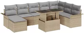 Lauko baldų komplektas Sodo Sofų Rinkinys su pagalve 9 pcs Bežinė ir šviesiai pilka