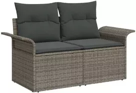 Lauko baldų komplektas Sodo Sofų Rinkinys su pagalve 7 pcs Pilka Poli ratanas
