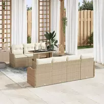 Sodo Sofų Rinkinys su pagalve 8 pcs Smėlio Poli ratanas