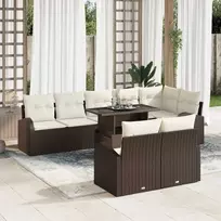 Lauko baldų komplektas Sodo Sofų Rinkinys su saugykla 9 pcs Ruda Poli ratanas
