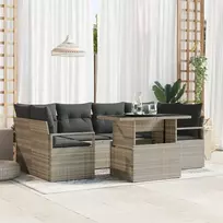 Lauko baldų komplektas Sodo Sofų Rinkinys 7 pcs Šviesiai pilka Poli ratanas