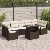 Lauko baldų komplektas Sodo Sofų Rinkinys su saugykla 8 pcs Ruda Poli ratanas