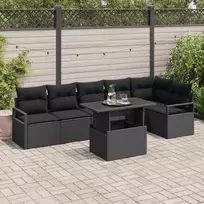 Lauko baldų komplektas Sodo Sofų Rinkinys 7 vnt. Juoda Poli ratanas