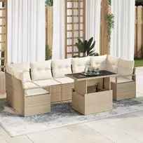 Lauko baldų komplektas Sodo Sofų Rinkinys su saugykla 8 pcs Smėlio Poli ratanas