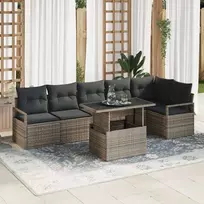 Lauko baldų komplektas Sodo Sofų Rinkinys su saugykla 7 pcs Pilka Poli ratanas