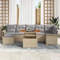 Lauko baldų komplektas Sodo Sofų Rinkinys su saugykla 8 pcs Smėlio Poli ratanas