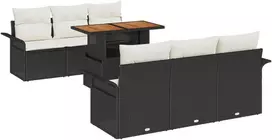 Sodo Sofų Rinkinys su saugykla 7 pcs Juoda Poli ratanas