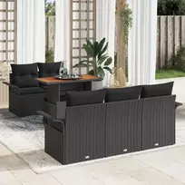 Sodo Sofų Rinkinys su saugykla 6 pcs Juoda Poli ratanas