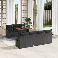 Lauko baldų komplektas Sodo Sofų Rinkinys su saugykla 8 pcs Juoda Poli ratanas