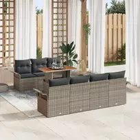 Lauko baldų komplektas Sodo Sofų Rinkinys su saugykla 8 pcs Pilka Poli ratanas