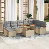 Lauko baldų komplektas Sodo Sofų Rinkinys su saugykla 9 pcs Smėlio Poli ratanas