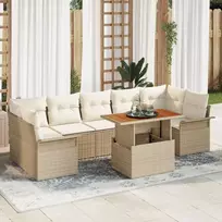 Lauko baldų komplektas Sodo Sofų Rinkinys su saugykla 8 pcs Smėlio Poli ratanas