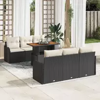 Sodo Sofų Rinkinys su saugykla 7 pcs Juoda Poli ratanas