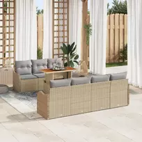 Lauko baldų komplektas Sodo Sofų Rinkinys su saugykla 8 pcs Smėlio Poli ratanas