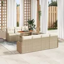 Lauko baldų komplektas Sodo Sofų Rinkinys su saugykla 8 pcs Smėlio Poli ratanas