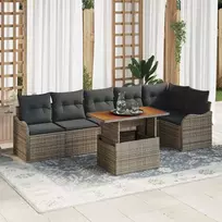 Lauko baldų komplektas Sodo Sofų Rinkinys su saugykla 7 pcs Pilka Poli ratanas