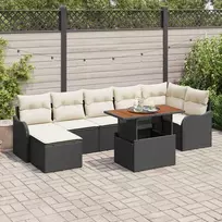 Lauko baldų komplektas Sodo Sofų Rinkinys su saugykla 8 pcs Juoda Poli ratanas