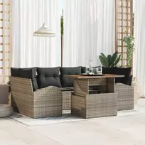 Lauko baldų komplektas Sodo Sofų Rinkinys su saugykla 7 pcs Pilka Poli ratanas