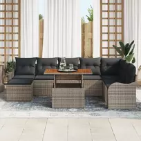 Lauko baldų komplektas Sodo Sofų Rinkinys su saugykla 9 pcs Pilka Poli ratanas