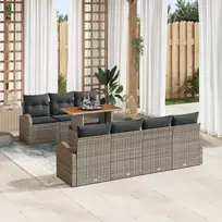 Lauko baldų komplektas Sodo Sofų Rinkinys su saugykla 8 pcs Pilka Poli ratanas