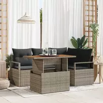 Sodo Sofų Rinkinys su saugykla 5 pcs Pilka Poli ratanas