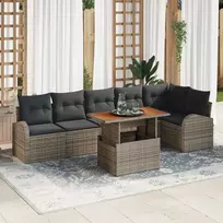 Lauko baldų komplektas Sodo Sofų Rinkinys su saugykla 7 pcs Pilka Poli ratanas